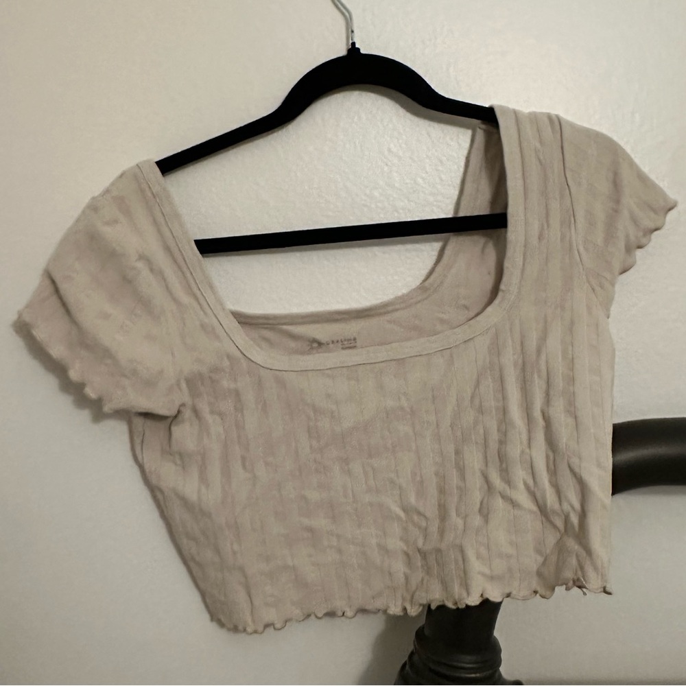 Aerie Cream Ribbed Crop Top